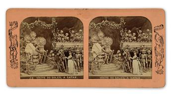 (DIABLERIES) A fascinating, macabre group of 11 French tissue-stereo views of Satan and various demonic figures and their hellish envir